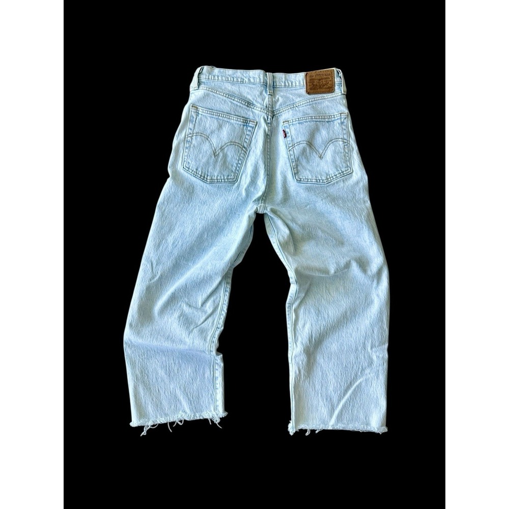Levis Ribcage Straight Ankle Jeans Womens 28x22 Blue Denim Pants Distressed Cut